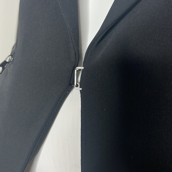 Rag & Bone Sz 2 Black Leather Sleeves Zip Pocket Fitted Blazer Jacket - Picture 8 of 12